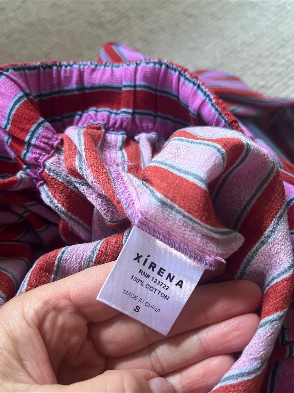 XiRENA Pink and Red Striped Ankle Pants - Picture 3 of 7